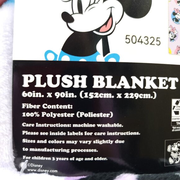 Disney Minnie Mouse Plush Blanket Twin 60" X 90" Soft Polyester Lavender Backgro - Picture 4 of 15